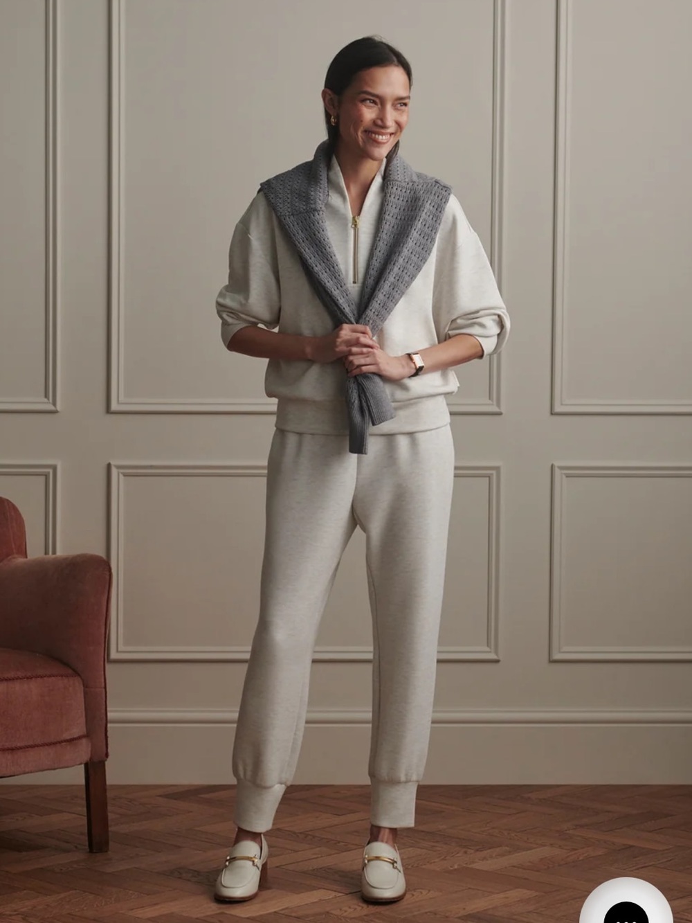 Varley The Slim Cuff Pant 25" Grey Size S Chic Cozy Loungewear Minimalist 90s
